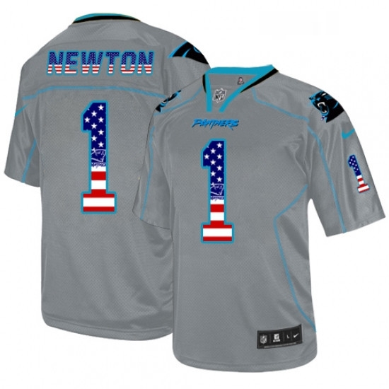 Mens Nike Carolina Panthers 1 Cam Newton Elite Grey USA Flag Fashion NFL Jersey Mens Nike Carolina Panthers 1 Cam Newton Elite Grey USA Flag Fashion NFL Jersey