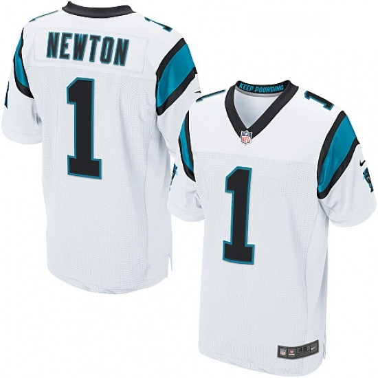 Mens Nike Carolina Panthers 1 Cam Newton Elite White NFL Jersey Mens Nike Carolina Panthers 1 Cam Newton Elite White NFL Jersey