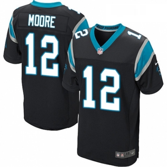 Mens Nike Carolina Panthers 12 DJ Moore Elite Black Team Color NFL Jersey Mens Nike Carolina Panthers 12 DJ Moore Elite Black Team Color NFL Jersey