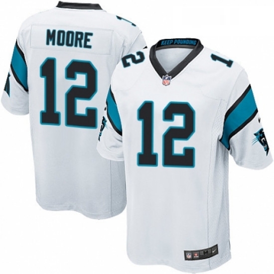 Mens Nike Carolina Panthers 12 DJ Moore Game White NFL Jersey Mens Nike Carolina Panthers 12 DJ Moore Game White NFL Jersey