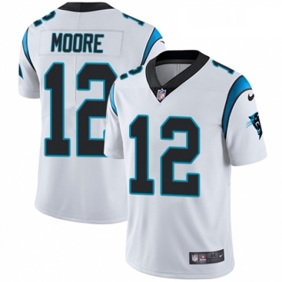 Mens Nike Carolina Panthers 12 DJ Moore White Vapor Untouchable Limited Player NFL Jersey Mens Nike Carolina Panthers 12 DJ Moore White Vapor Untouchable Limited Player NFL Jersey