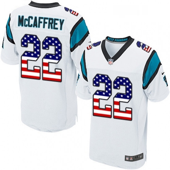 Mens Nike Carolina Panthers 22 Christian McCaffrey Elite White Road USA Flag Fashion NFL Jersey Mens Nike Carolina Panthers 22 Christian McCaffrey Elite White Road USA Flag Fashion NFL Jersey