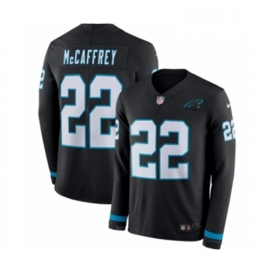 Mens Nike Carolina Panthers 22 Christian McCaffrey Limited Black Therma Long Sleeve NFL Jersey Mens Nike Carolina Panthers 22 Christian McCaffrey Limited Black Therma Long Sleeve NFL Jersey