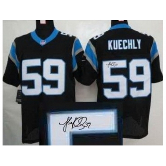 Nike Carolina Panthers 59 Kuechly Black Elite Signed NFL Jersey Nike Carolina Panthers 59 Kuechly Black Elite Signed NFL Jersey