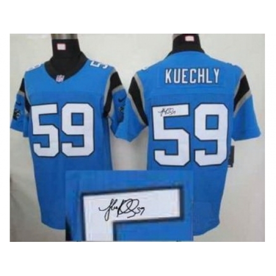 Nike Carolina Panthers 59 Kuechly Blue Elite Signed NFL Jersey Nike Carolina Panthers 59 Kuechly Blue Elite Signed NFL Jersey