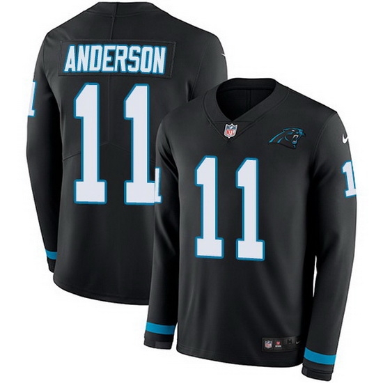 Nike Panthers 11 Robby Anderson Black Team Color Men Stitched NFL Limited Therma Long Sleeve Jersey Nike Panthers 11 Robby Anderson Black Team Color Men Stitched NFL Limited Therma Long Sleeve Jersey
