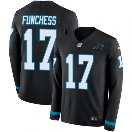Nike Panthers #17 Devin Funchess Black Team Color Men Stitched NFL Limited Therma Long Sleeve Jersey Nike Panthers #17 Devin Funchess Black Team Color Men Stitched NFL Limited Therma Long Sleeve Jersey
