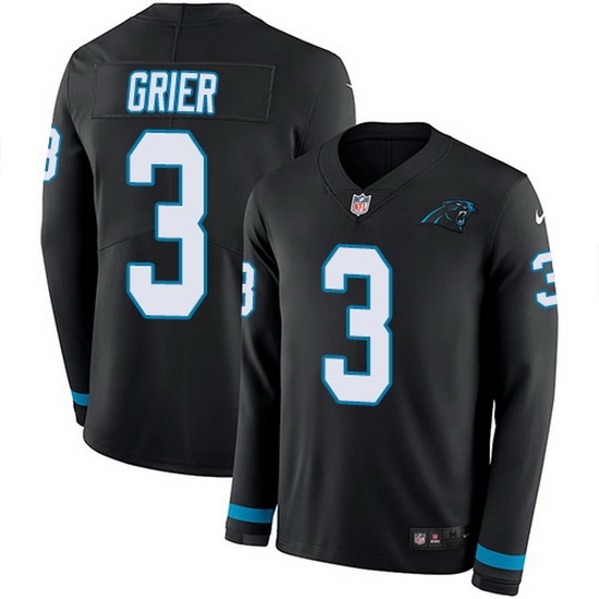 Nike Panthers 3 Will Grier Black Team Color Men Stitched NFL Limited Therma Long Sleeve Jersey Nike Panthers 3 Will Grier Black Team Color Men Stitched NFL Limited Therma Long Sleeve Jersey