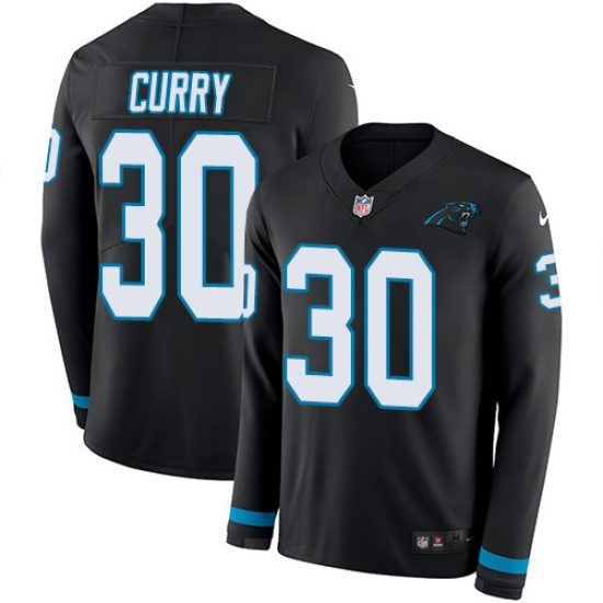 Nike Panthers #30 Stephen Curry Black Team Color Men Stitched NFL Limited Therma Long Sleeve Jersey Nike Panthers #30 Stephen Curry Black Team Color Men Stitched NFL Limited Therma Long Sleeve Jersey