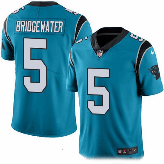 Nike Panthers 5 Teddy Bridgewater Blue Men Stitched NFL Limited Rush Jersey Nike Panthers 5 Teddy Bridgewater Blue Men Stitched NFL Limited Rush Jersey
