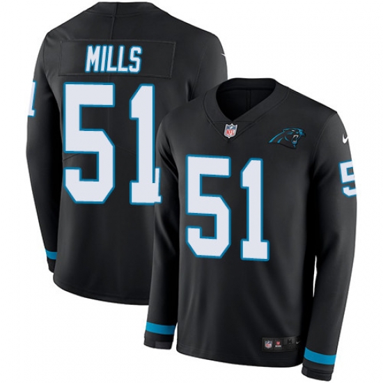 Nike Panthers #51 Sam Mills Black Team Color Men Stitched NFL Limited Therma Long Sleeve Jersey Nike Panthers #51 Sam Mills Black Team Color Men Stitched NFL Limited Therma Long Sleeve Jersey
