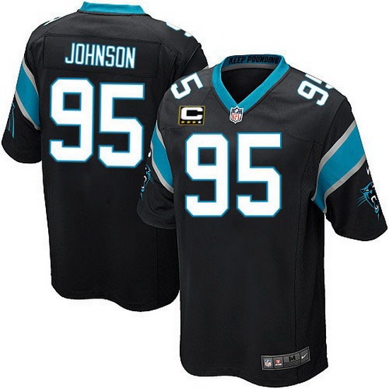 Nike Panthers #95 Charles Johnson Black Team Color Mens Stitched NFL Elite Jersey Nike Panthers #95 Charles Johnson Black Team Color Mens Stitched NFL Elite Jersey