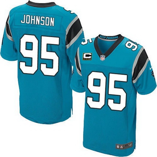 Nike Panthers #95 Charles Johnson Blue Team Color Mens Stitched NFL Elite Jersey Nike Panthers #95 Charles Johnson Blue Team Color Mens Stitched NFL Elite Jersey