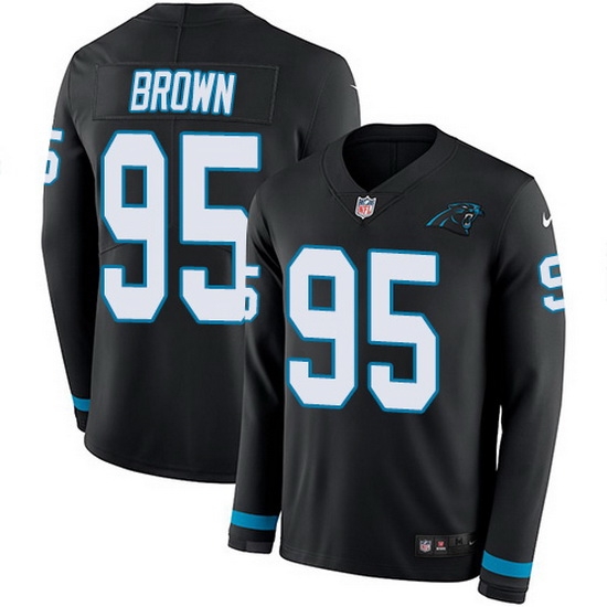 Nike Panthers 95 Derrick Brown Black Team Color Men Stitched NFL Limited Therma Long Sleeve Jersey Nike Panthers 95 Derrick Brown Black Team Color Men Stitched NFL Limited Therma Long Sleeve Jersey
