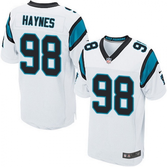 Nike Panthers #98 Marquis Haynes White Mens Stitched NFL Elite Jersey Nike Panthers #98 Marquis Haynes White Mens Stitched NFL Elite Jersey