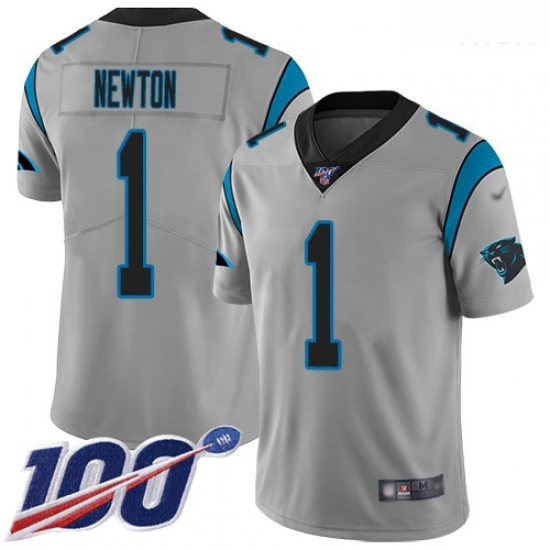 Panthers 1 Cam Newton Silver Men Stitched Football Limited Inverted Legend 100th Season Jersey Panthers 1 Cam Newton Silver Men Stitched Football Limited Inverted Legend 100th Season Jersey
