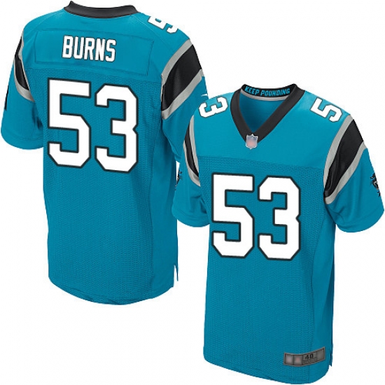 Panthers 53 Brian Burns Blue Alternate Men Stitched Football Elite Jersey Panthers 53 Brian Burns Blue Alternate Men Stitched Football Elite Jersey