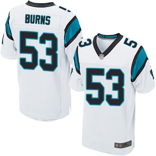 Panthers 53 Brian Burns White Men Stitched Football Elite Jersey Panthers 53 Brian Burns White Men Stitched Football Elite Jersey