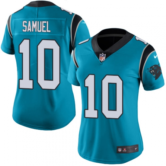Nike Panthers #10 Curtis Samuel Blue Womens Stitched NFL Limited Rush Jersey Nike Panthers #10 Curtis Samuel Blue Womens Stitched NFL Limited Rush Jersey