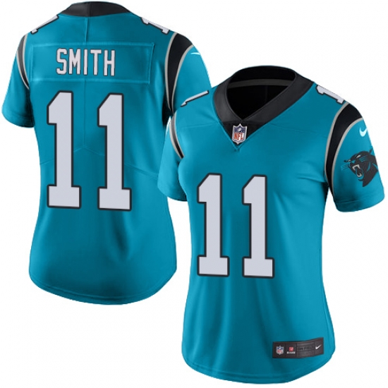 Nike Panthers #11 Torrey Smith Blue Womens Stitched NFL Limited Rush Jersey Nike Panthers #11 Torrey Smith Blue Womens Stitched NFL Limited Rush Jersey