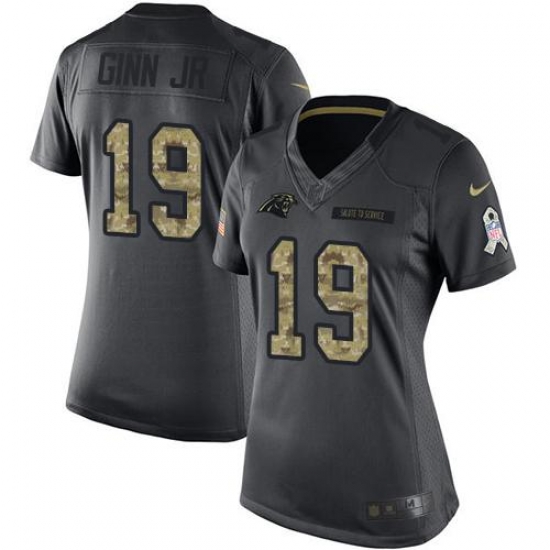 Nike Panthers #19 Ted Ginn Jr Black Womens Stitched NFL Limited 2016 Salute to Service Jersey Nike Panthers #19 Ted Ginn Jr Black Womens Stitched NFL Limited 2016 Salute to Service Jersey