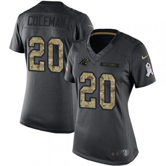 Nike Panthers #20 Kurt Coleman Black Womens Stitched NFL Limited 2016 Salute to Service Jersey Nike Panthers #20 Kurt Coleman Black Womens Stitched NFL Limited 2016 Salute to Service Jersey