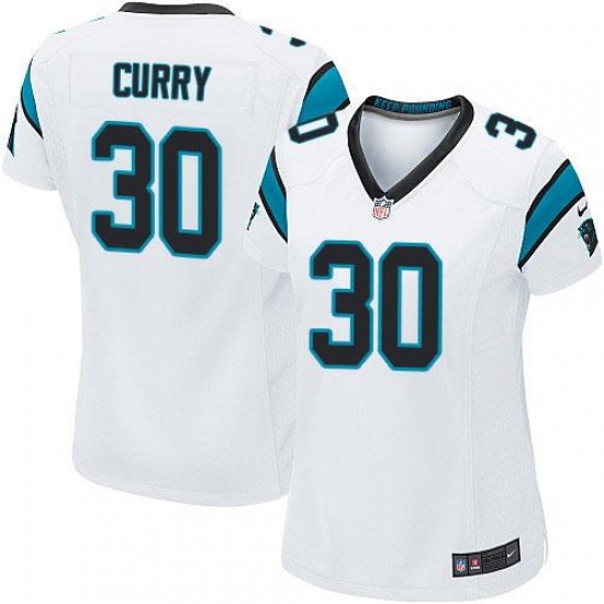 Nike Panthers #30 Stephen Curry White Womens Stitched NFL Elite Jersey Nike Panthers #30 Stephen Curry White Womens Stitched NFL Elite Jersey