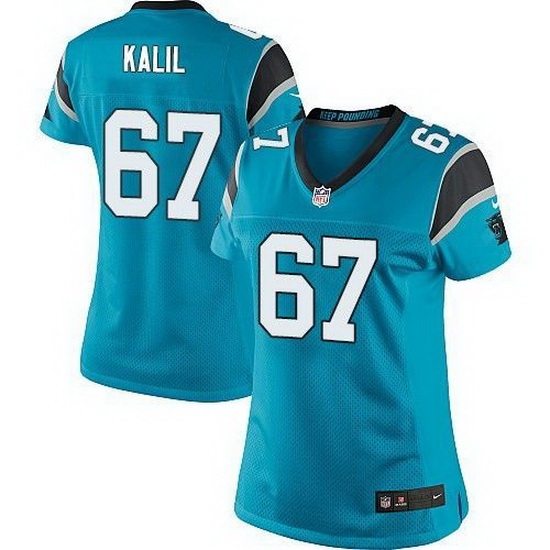 Nike Panthers #67 Ryan Kalil Blue Alternate Womens Stitched NFL Elite Jersey Nike Panthers #67 Ryan Kalil Blue Alternate Womens Stitched NFL Elite Jersey