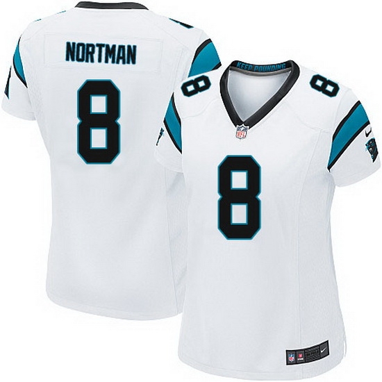 Nike Panthers #8 Brad Nortman White Team Color Women Stitched NFL Jersey Nike Panthers #8 Brad Nortman White Team Color Women Stitched NFL Jersey