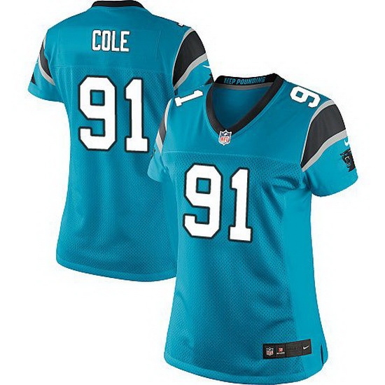 Nike Panthers #91 Colin Cole Blue Team Color Women Stitched NFL Jersey Nike Panthers #91 Colin Cole Blue Team Color Women Stitched NFL Jersey