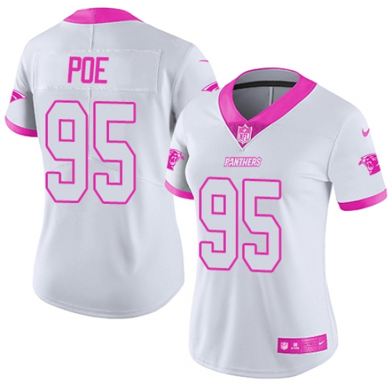 Nike Panthers #95 Dontari Poe White Pink Womens Stitched NFL Limited Rush Fashion Jersey Nike Panthers #95 Dontari Poe White Pink Womens Stitched NFL Limited Rush Fashion Jersey