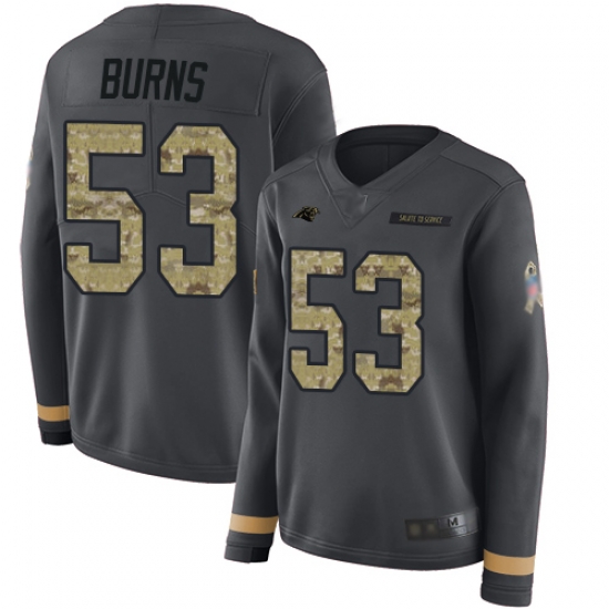 Panthers 53 Brian Burns Anthracite Salute to Service Women Stitched Football Limited Therma Long Sleeve Jersey Panthers 53 Brian Burns Anthracite Salute to Service Women Stitched Football Limited Therma Long Sleeve Jersey