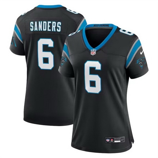 Women Carolina Panthers 6 Miles Sanders Black 2023 Draft Stitched Game Jersey Women Carolina Panthers 6 Miles Sanders Black 2023 Draft Stitched Game Jersey