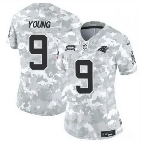 Women Carolina Panthers 9 Bryce Young 2024 F U S E Arctic Camo Salute To Service Limited Stitched Football Jersey Women Carolina Panthers 9 Bryce Young 2024 F U S E Arctic Camo Salute To Service Limited Stitched Football Jersey