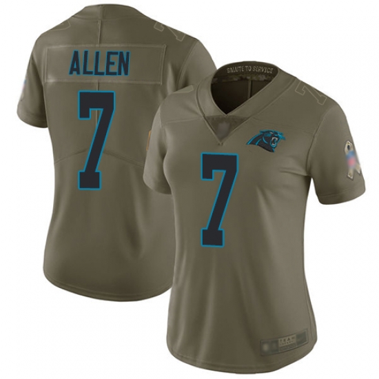 Women Panthers 7 Kyle Allen Olive Stitched Football Limited 2017 Salute to Service Jersey Women Panthers 7 Kyle Allen Olive Stitched Football Limited 2017 Salute to Service Jersey