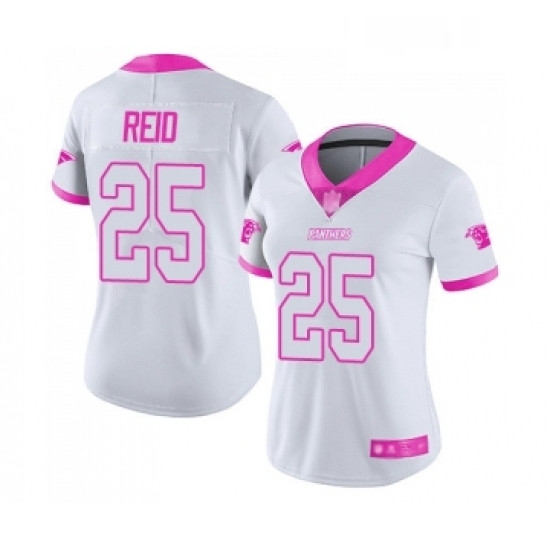 Womens Carolina Panthers 25 Eric Reid Limited White Pink Rush Fashion Football Jersey Womens Carolina Panthers 25 Eric Reid Limited White Pink Rush Fashion Football Jersey