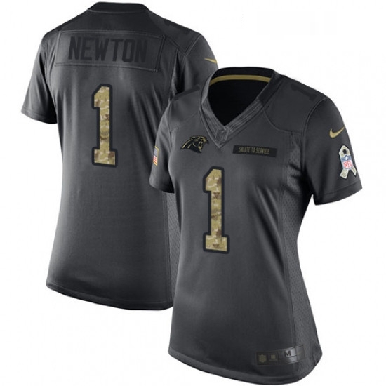 Womens Nike Carolina Panthers 1 Cam Newton Limited Black 2016 Salute to Service NFL Jersey Womens Nike Carolina Panthers 1 Cam Newton Limited Black 2016 Salute to Service NFL Jersey