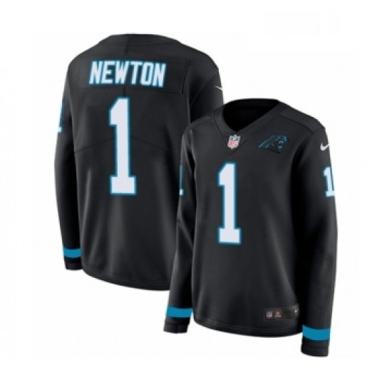 Womens Nike Carolina Panthers 1 Cam Newton Limited Black Therma Long Sleeve NFL Jersey Womens Nike Carolina Panthers 1 Cam Newton Limited Black Therma Long Sleeve NFL Jersey
