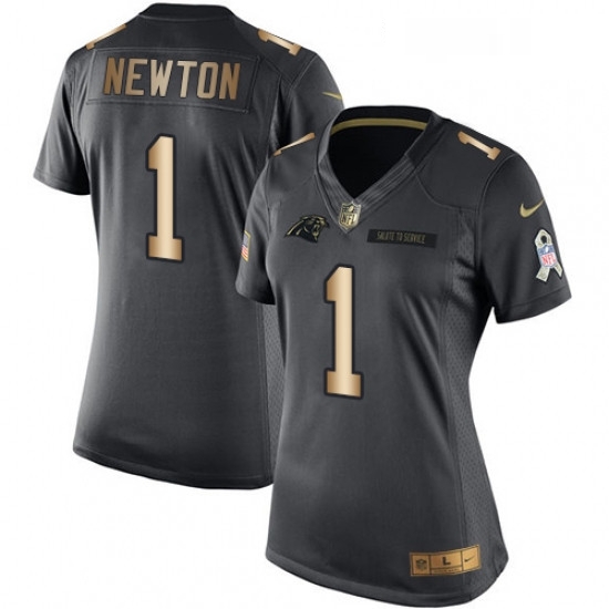 Womens Nike Carolina Panthers 1 Cam Newton Limited BlackGold Salute to Service NFL Jersey Womens Nike Carolina Panthers 1 Cam Newton Limited BlackGold Salute to Service NFL Jersey