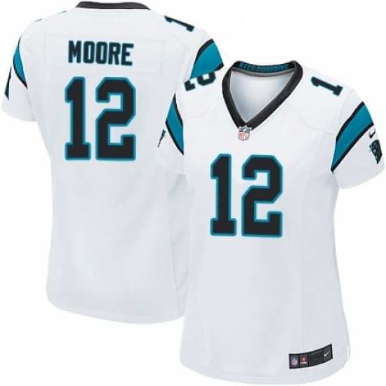 Womens Nike Carolina Panthers 12 DJ Moore Game White NFL Jersey Womens Nike Carolina Panthers 12 DJ Moore Game White NFL Jersey