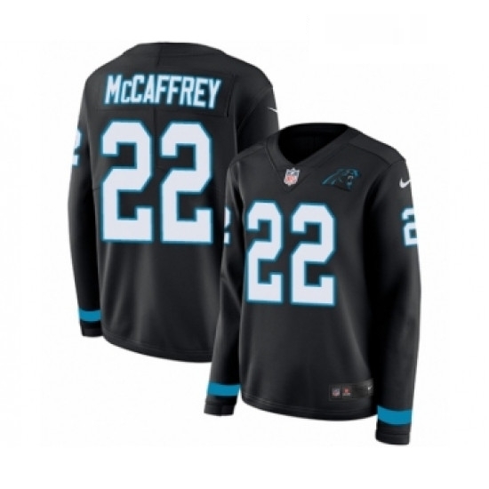 Womens Nike Carolina Panthers 22 Christian McCaffrey Limited Black Therma Long Sleeve NFL Jersey Womens Nike Carolina Panthers 22 Christian McCaffrey Limited Black Therma Long Sleeve NFL Jersey