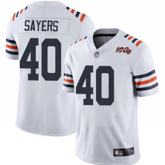 Bears 40 Gale Sayers White Alternate Men Stitched Football Vapor Untouchable Limited 100th Season Jersey Bears 40 Gale Sayers White Alternate Men Stitched Football Vapor Untouchable Limited 100th Season Jersey
