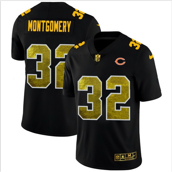 Chicago Bears 32 David Montgomery Men Black Nike Golden Sequin Vapor Limited NFL Jersey Chicago Bears 32 David Montgomery Men Black Nike Golden Sequin Vapor Limited NFL Jersey