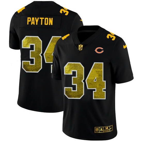 Chicago Bears 34 Walter Payton Men Black Nike Golden Sequin Vapor Limited NFL Jersey Chicago Bears 34 Walter Payton Men Black Nike Golden Sequin Vapor Limited NFL Jersey