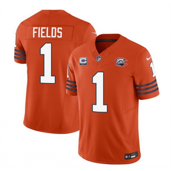 Men Chicago Bears 1 Justin Fields Orange 2023 F U S E With 1 Star C Patch Throwback Limited Stitched Football Jersey Men Chicago Bears 1 Justin Fields Orange 2023 F U S E With 1 Star C Patch Throwback Limited Stitched Football Jersey