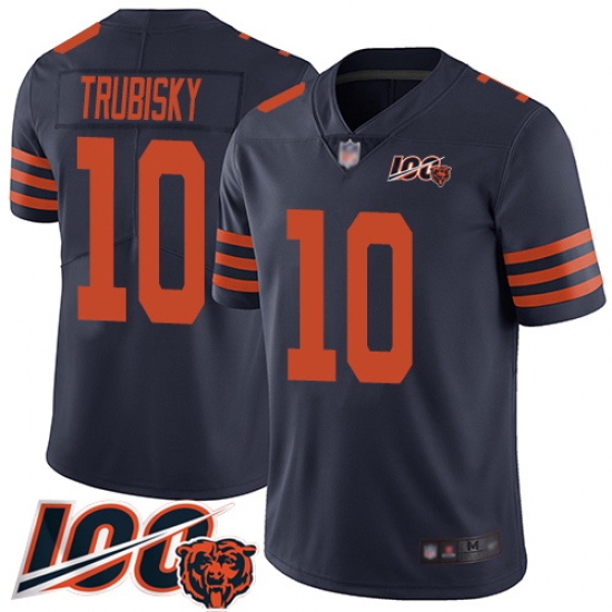 Men Chicago Bears 10 Mitchell Trubisky Limited Navy Blue Rush Vapor Untouchable 100th Season Football Jersey Men Chicago Bears 10 Mitchell Trubisky Limited Navy Blue Rush Vapor Untouchable 100th Season Football Jersey