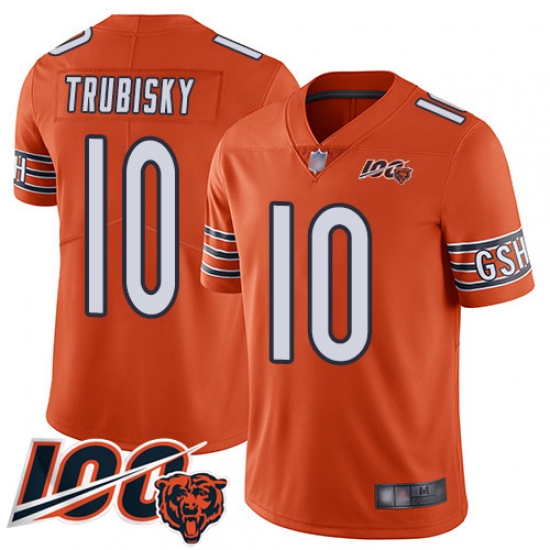 Men Chicago Bears 10 Mitchell Trubisky Orange Alternate 100th Season Limited Football Jersey Men Chicago Bears 10 Mitchell Trubisky Orange Alternate 100th Season Limited Football Jersey