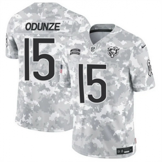Men Chicago Bears 15 Rome Odunze 2024 F U S E Arctic Camo Salute To Service Limited Stitched Football Jersey Men Chicago Bears 15 Rome Odunze 2024 F U S E Arctic Camo Salute To Service Limited Stitched Football Jersey