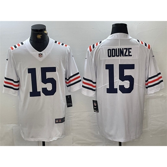 Men Chicago Bears 15 Rome Odunze White 2024 Draft Vapor Stitched Football Jersey Men Chicago Bears 15 Rome Odunze White 2024 Draft Vapor Stitched Football Jersey