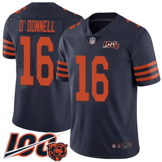 Men Chicago Bears 16 Pat ODonnell Limited Navy Blue Rush Vapor Untouchable 100th Season Football Jersey Men Chicago Bears 16 Pat ODonnell Limited Navy Blue Rush Vapor Untouchable 100th Season Football Jersey